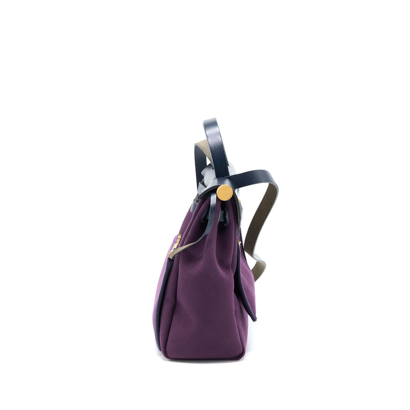 Hermes Herbag 31 Zip Bag Canvas/Vache Hunter Cassie/Bleu Indigo GHW Stamp D