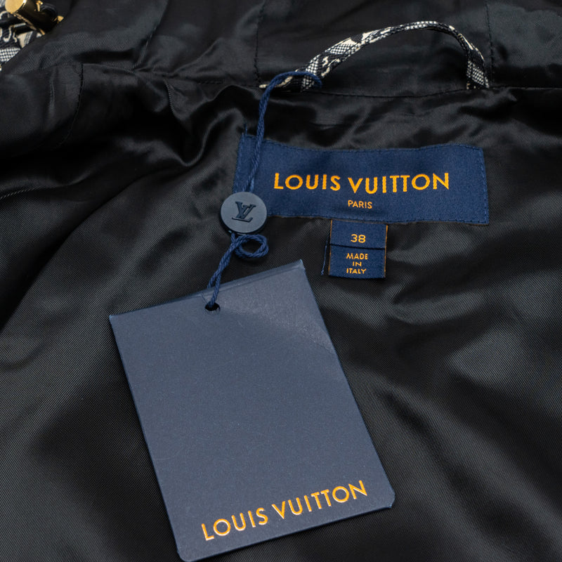 Louis Vuitton size 38 monogram since 1854 hooded silk parka polyamide/silk black/white