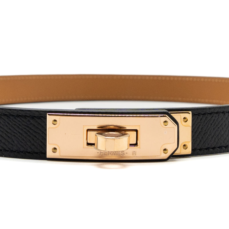 Hermes kelly 18 belt epsom black RGHW stamp U