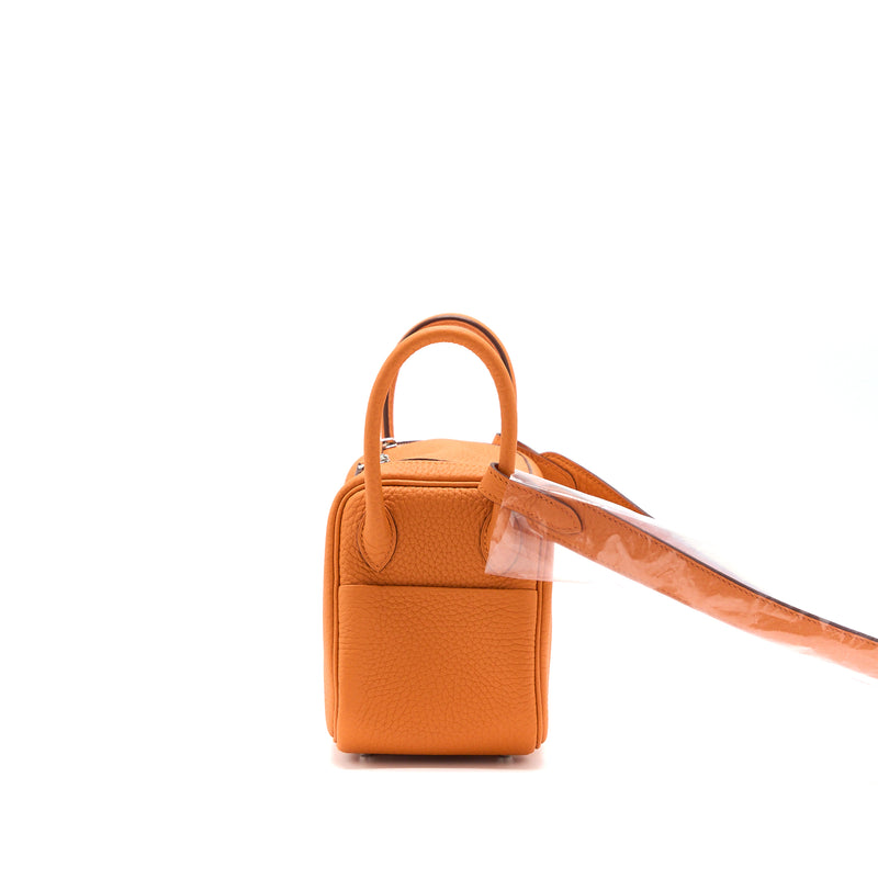 Hermes Mini Lindy Clemence Orange SHW Stamp U