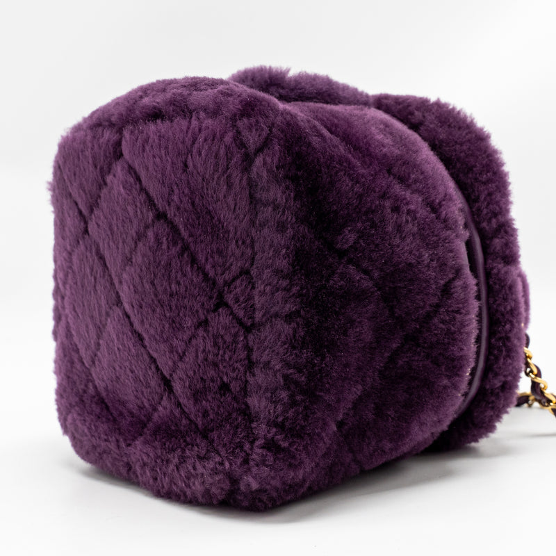 Chanel Top Handle Small Vanity Case Shearling Purple GHW (Microchip)