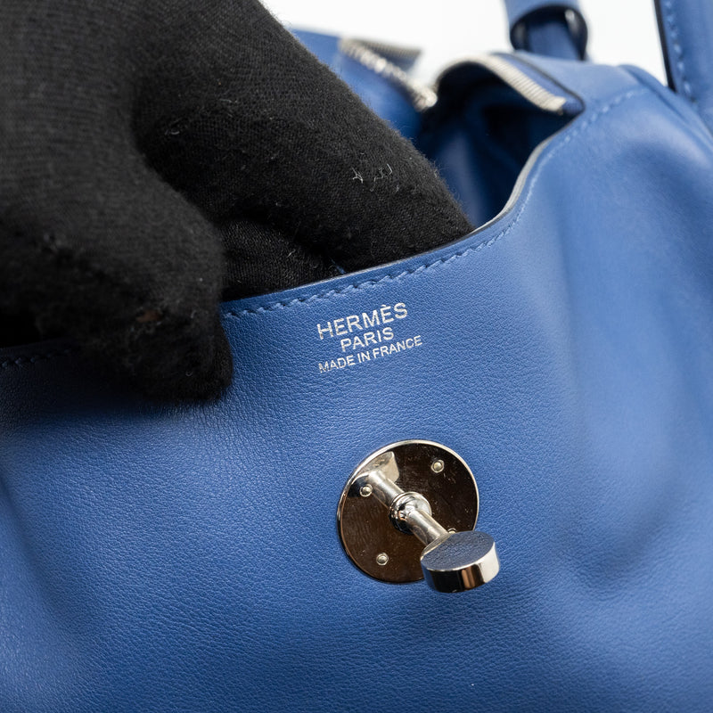 Hermes Lindy 30 Swift Blue Brighton Multicolour Strap SHW Stamp C