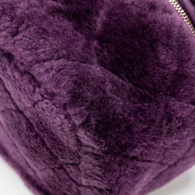 Chanel Top Handle Small Vanity Case Shearling Purple GHW (Microchip)