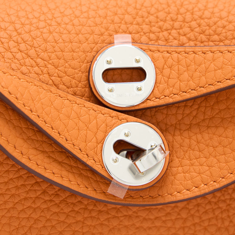 Hermes Mini Lindy Clemence Orange SHW Stamp U