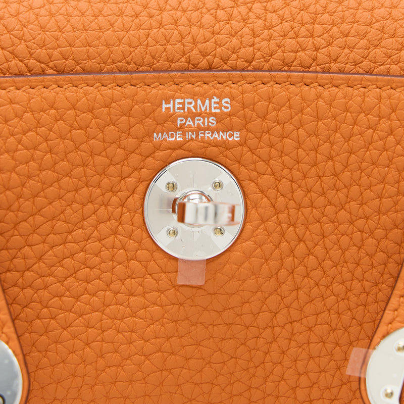 Hermes Mini Lindy Clemence Orange SHW Stamp U