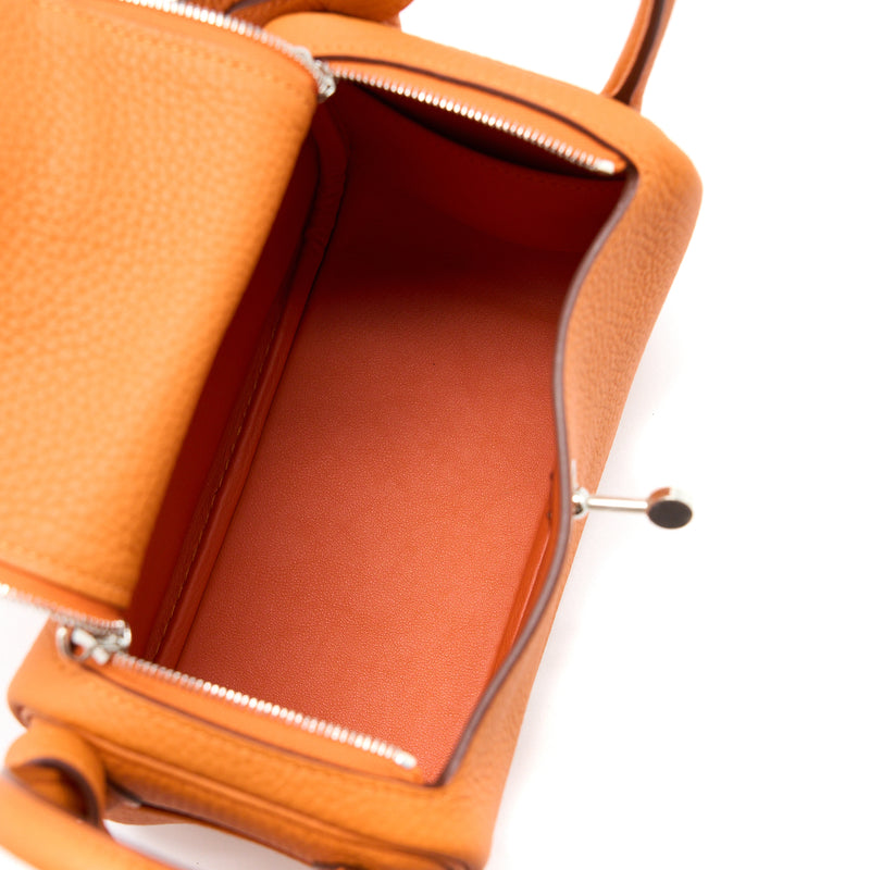 Hermes Mini Lindy Clemence Orange SHW Stamp U