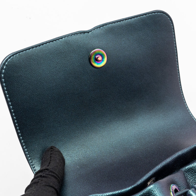 Chanel 18b Filigree Backpack Caviar Iridescent Dark Turquoise Multicolour Hardware