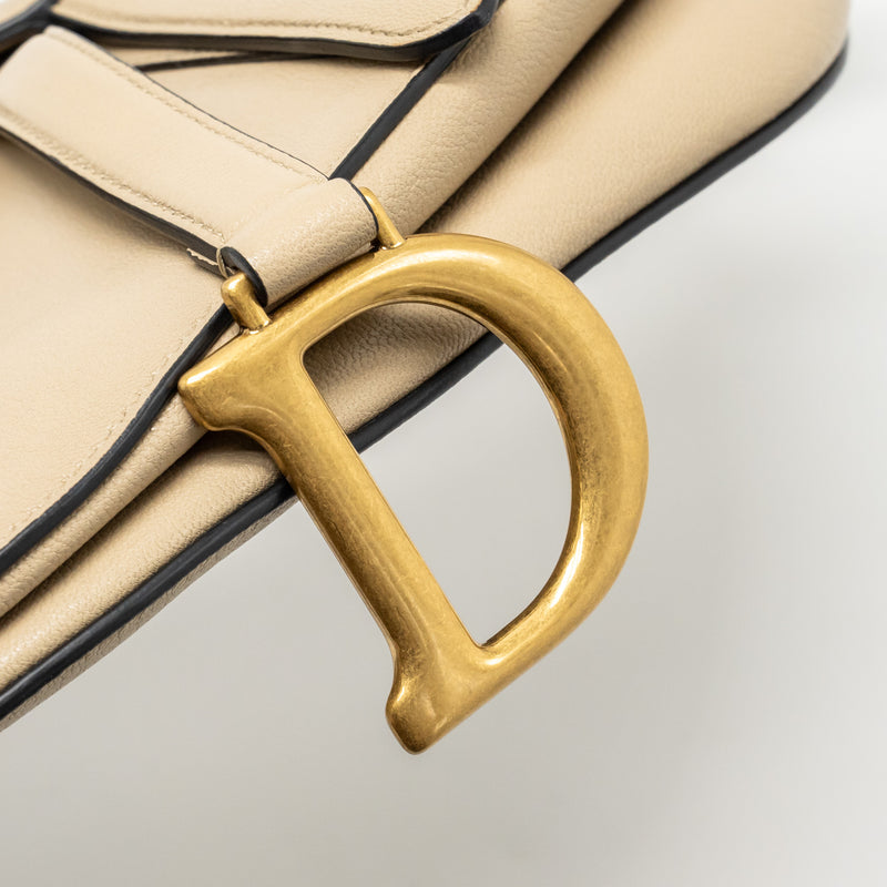 Dior Medium Saddle Bag Goatskin Beige GHW