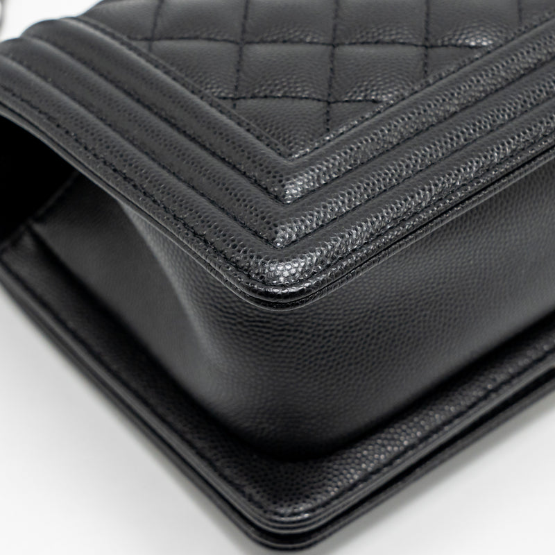 Chanel Small Boy Bag Caviar Black SHW (Microchip)