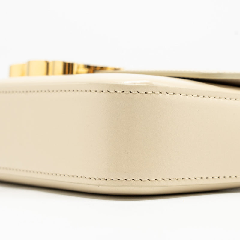 Celine Triomphe Shouder Bag Shiny Calfskin Ivory GHW