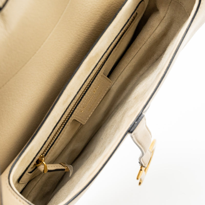 Dior Medium Saddle Bag Goatskin Beige GHW