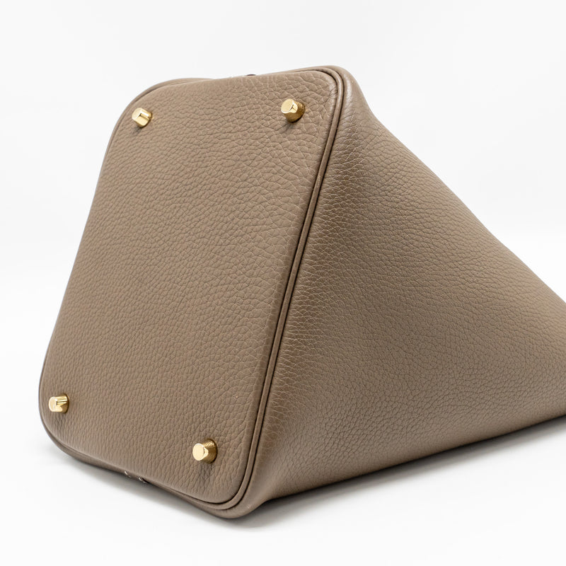 Hermes Picotin 22 Lock Bag Clemence Etoupe GHW Stamp Z