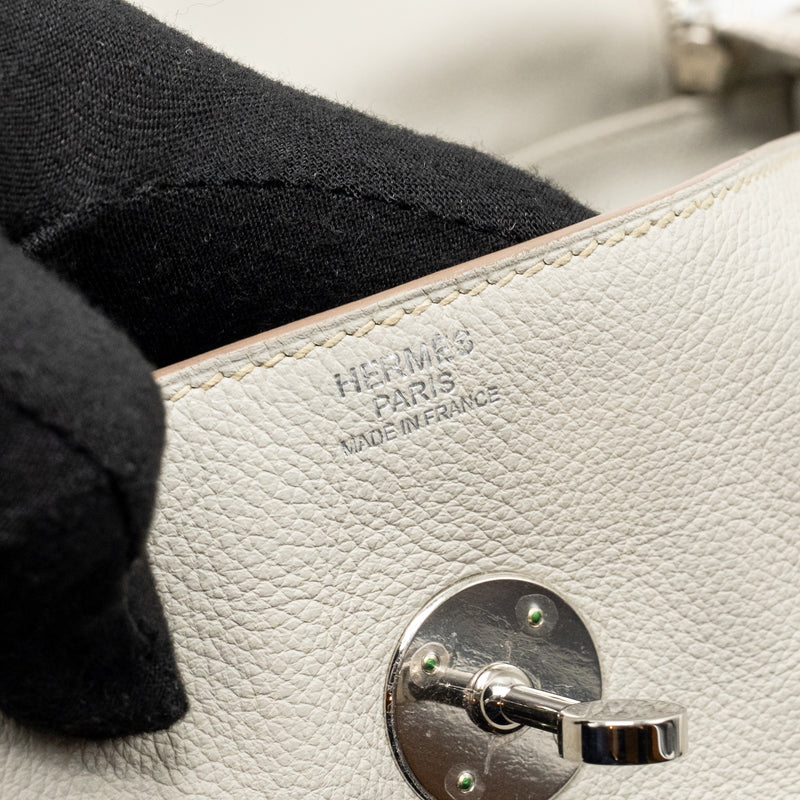 Hermes Lindy 30 Evercolor Gris Pearl SHW stamp square Q