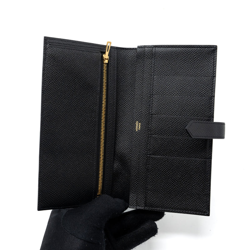 Hermes Bearn Long Wallet Epsom Black GHW Stamp C