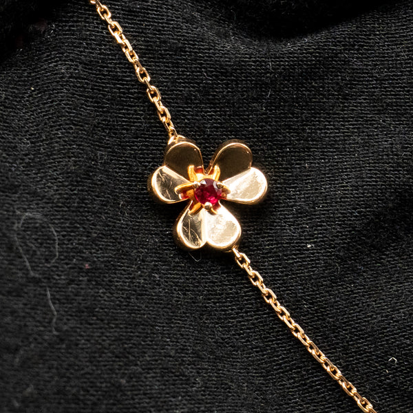 Van Cleef & Arpels Frivole Bracelet, Mini Model Rose Gold with Ruby Stone