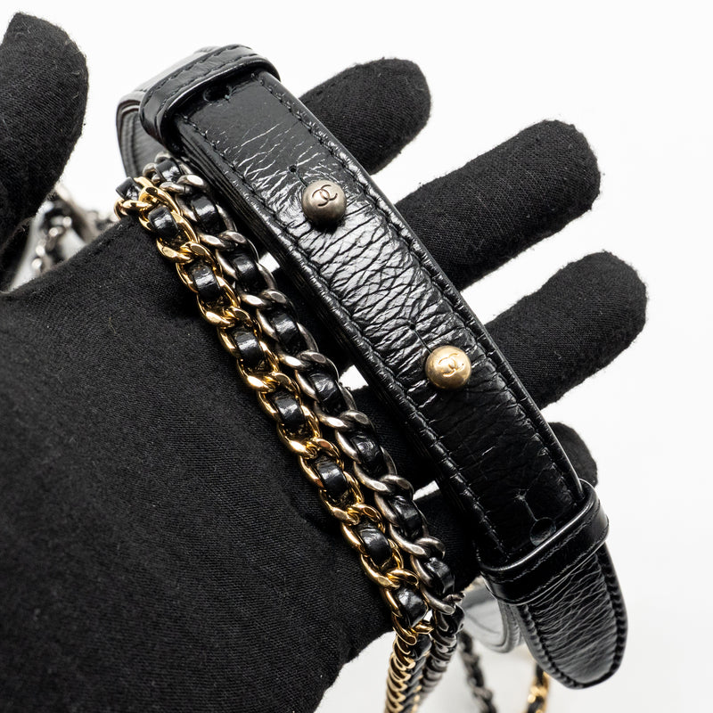 Chanel Small Gabrielle Hobo Bag Sequin/Shiny Calfskin Orange/Black Multicolour Hardware