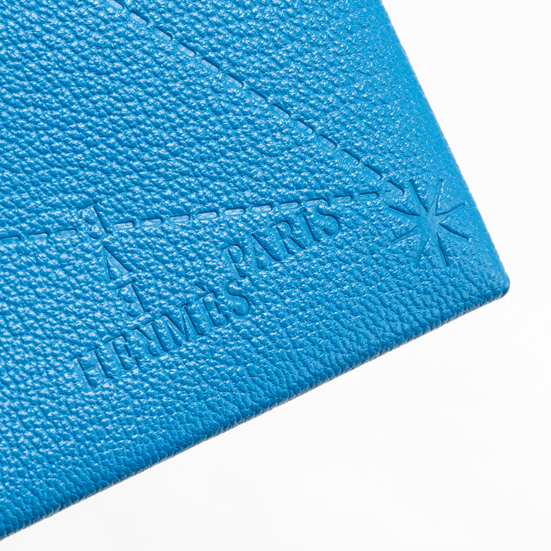 Hermes Special Edition Calvi Card Holder Chevre Mysore Blue Brighton SHW Stamp D