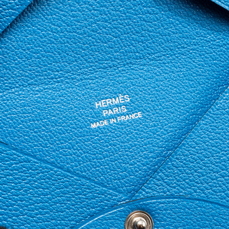 Hermes Special Edition Calvi Card Holder Chevre Mysore Blue Brighton SHW Stamp D