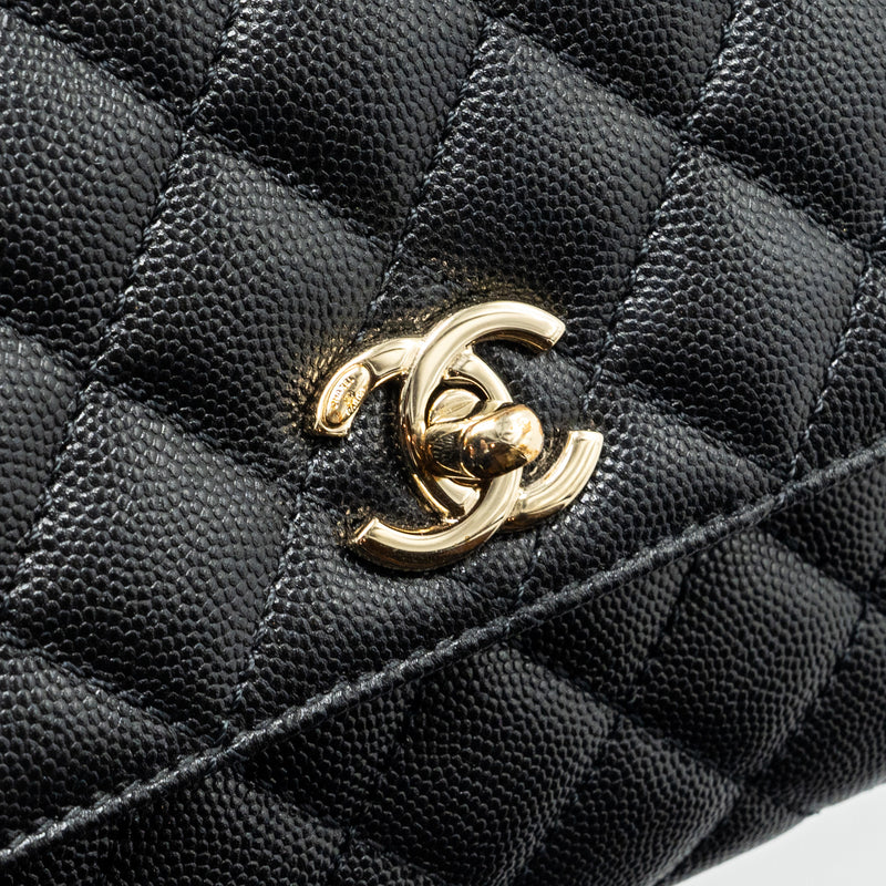 Chanel Small Coco Handle Caviar Black LGHW (Microchip)
