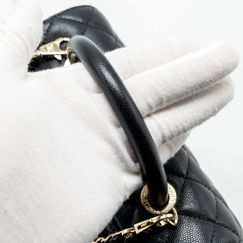 Chanel Small Coco Handle Caviar Black LGHW (Microchip)