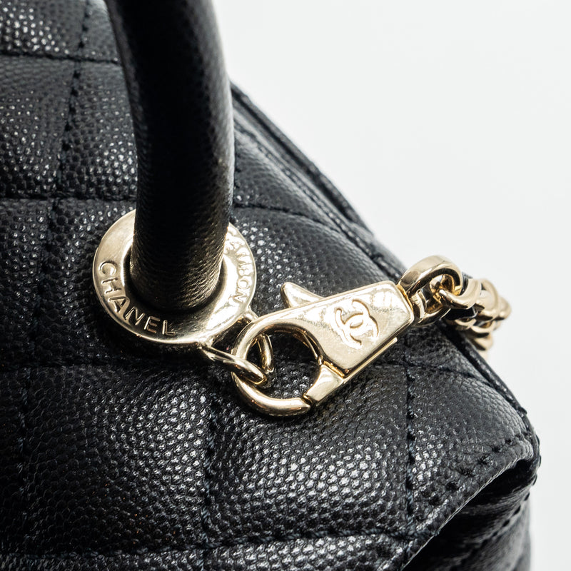 Chanel Small Coco Handle Caviar Black LGHW (Microchip)