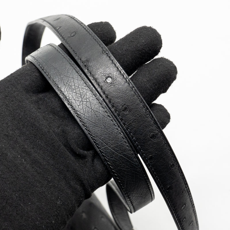 Hermes Constance 24 Ostrich Black SHW Stamp K