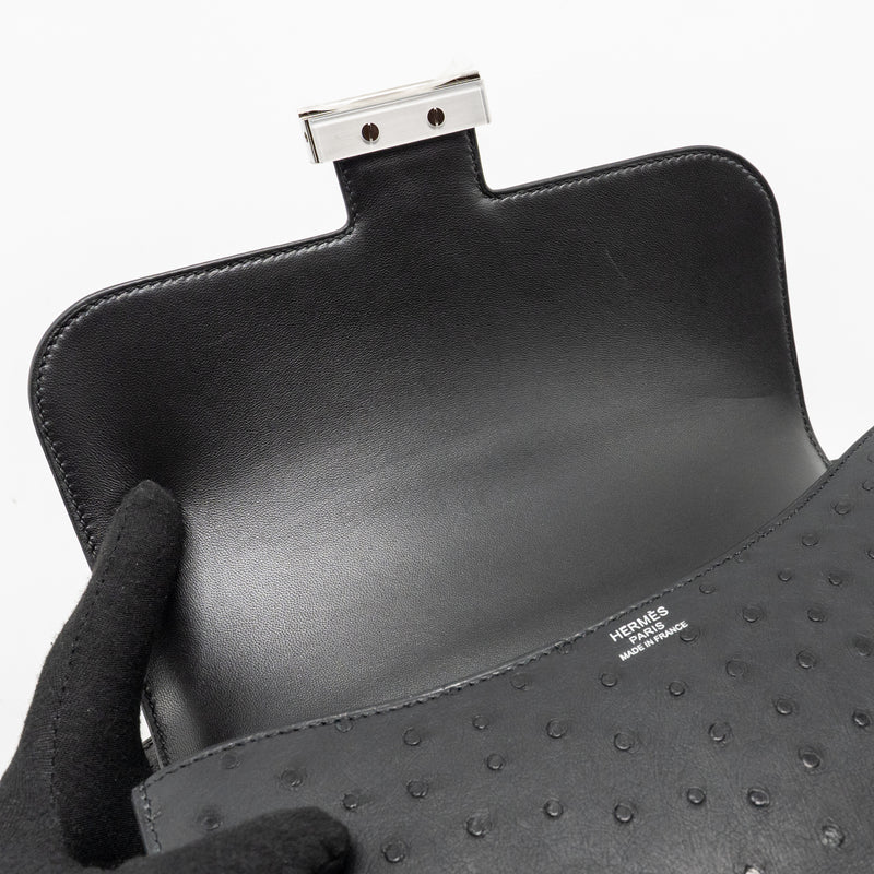 Hermes Constance 24 Ostrich Black SHW Stamp K