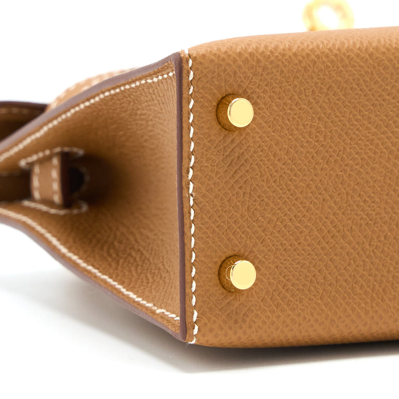 Hermes Mini Kelly Epsom Gold GHW Stamp B