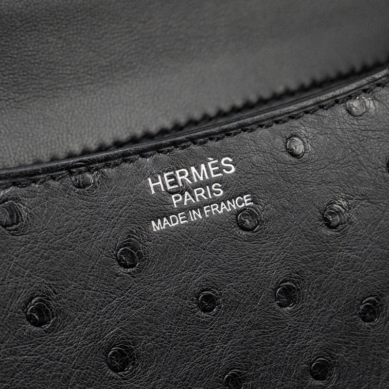 Hermes Constance 24 Ostrich Black SHW Stamp K