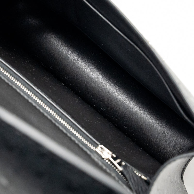 Hermes Constance 24 Ostrich Black SHW Stamp K