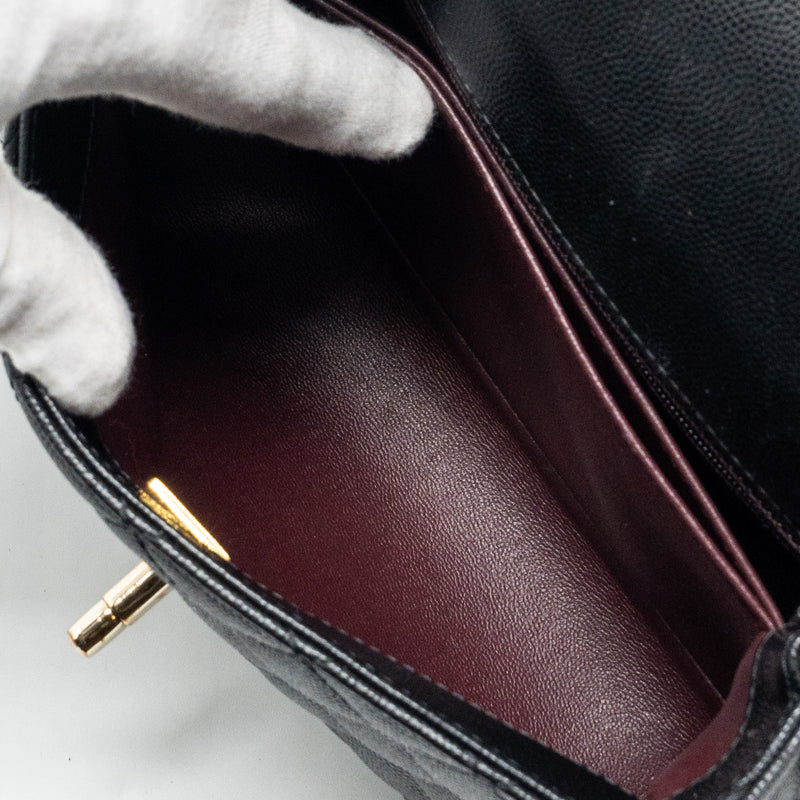 Chanel Small Coco Handle Caviar Black LGHW (Microchip)