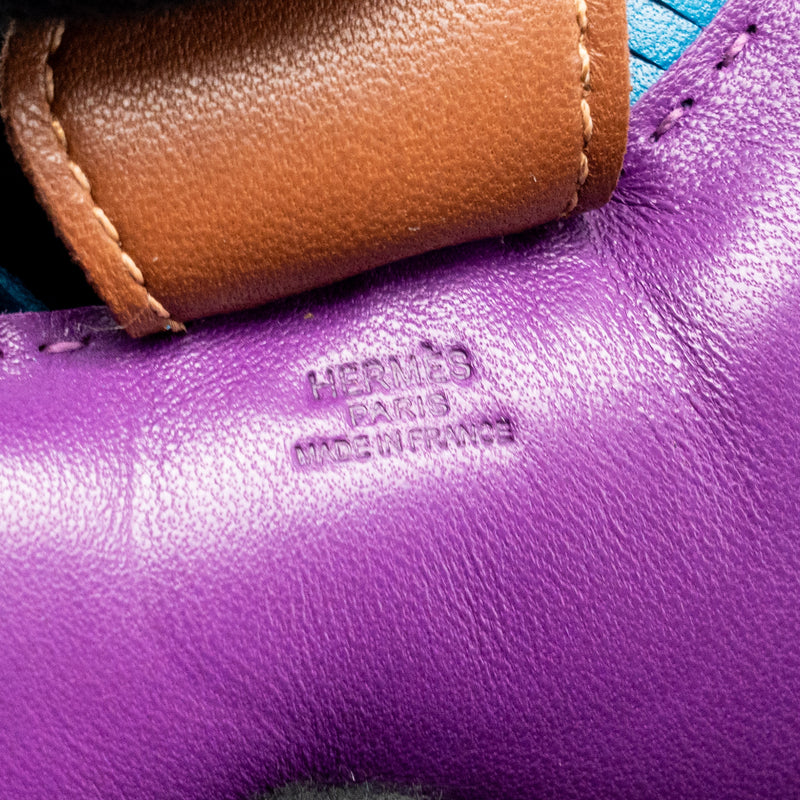 Hermes Rodeo MM Bag Charm Purple/Teal/Brown