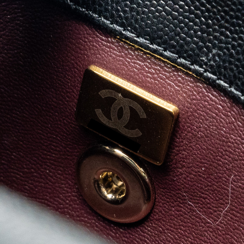 Chanel Small Coco Handle Caviar Black LGHW (Microchip)