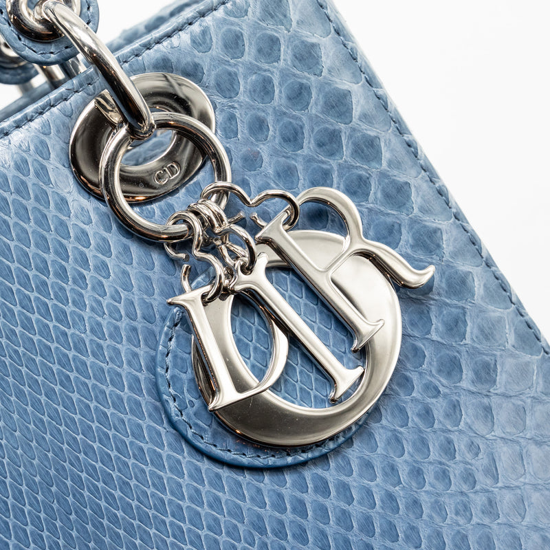 Dior Medium Lady Dior Python Blue SHW