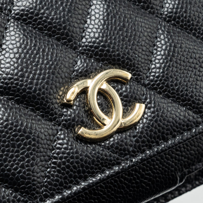 Chanel mini business affinity flap bag with chain caviar black LGHW (microchip)