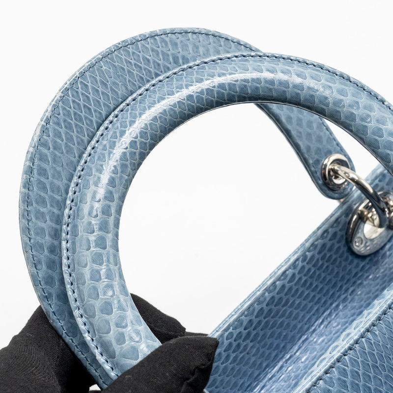 Dior Medium Lady Dior Python Blue SHW