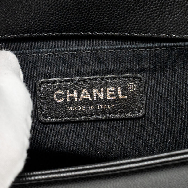 Chanel Medium Boy Bag Caviar Black SHW (Microchip)