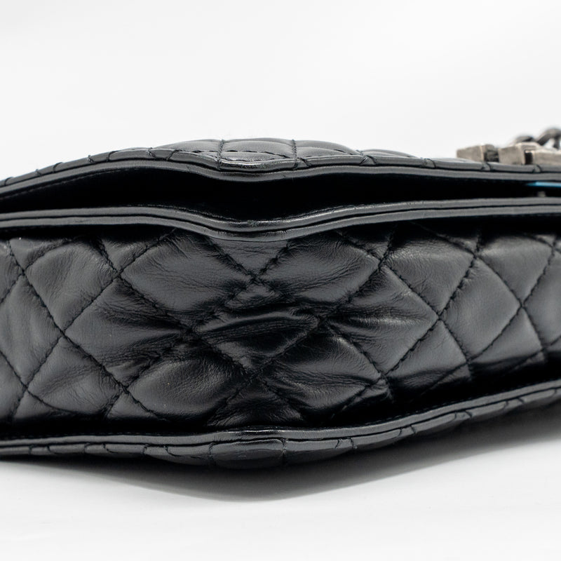 Chanel Multi Chain Boy Bag Calfskin/Tweed Black SHW