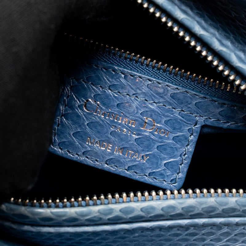 Dior Medium Lady Dior Python Blue SHW