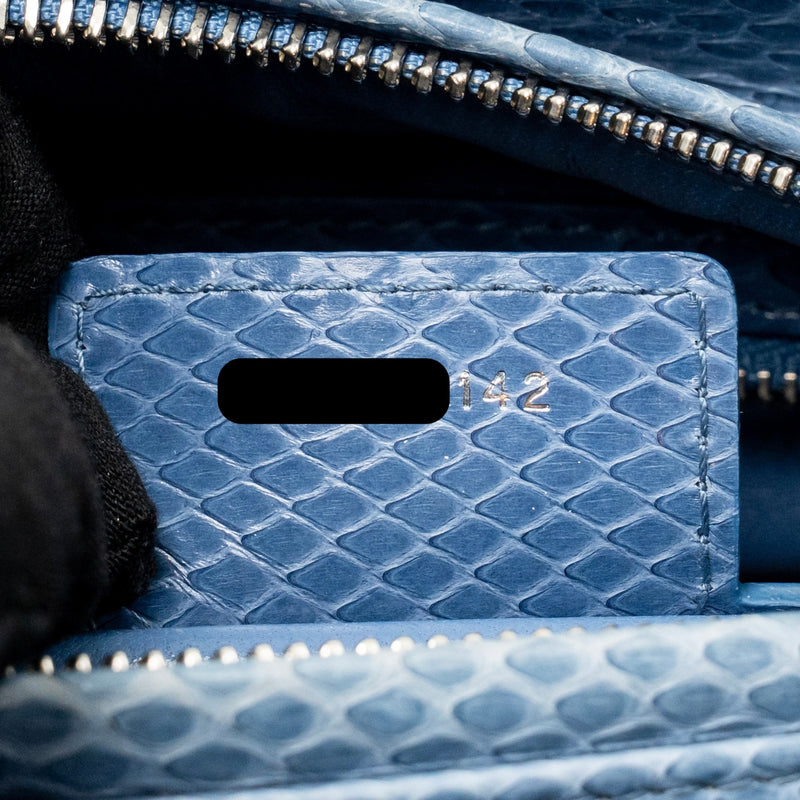 Dior Medium Lady Dior Python Blue SHW