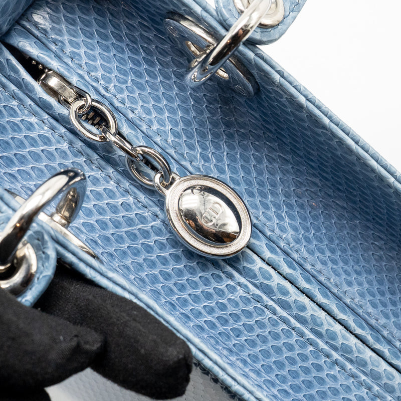 Dior Medium Lady Dior Python Blue SHW