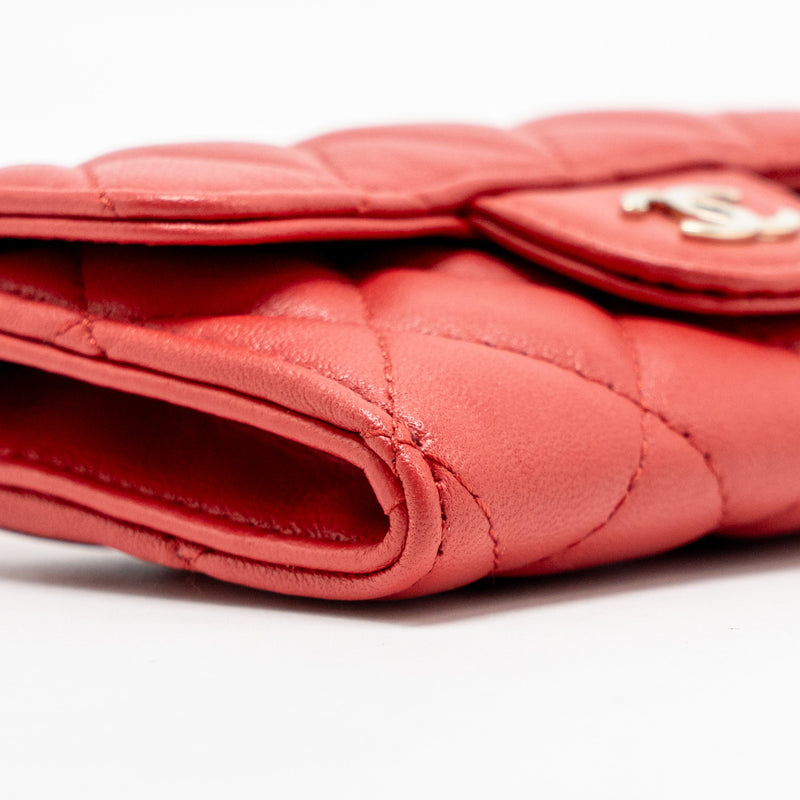 Chanel Classic Flap Card Holder Lambskin Red LGHW (Microchip)