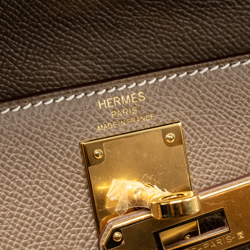 Hermes Kelly 28 Epsom Etoupe GHW stamp Z