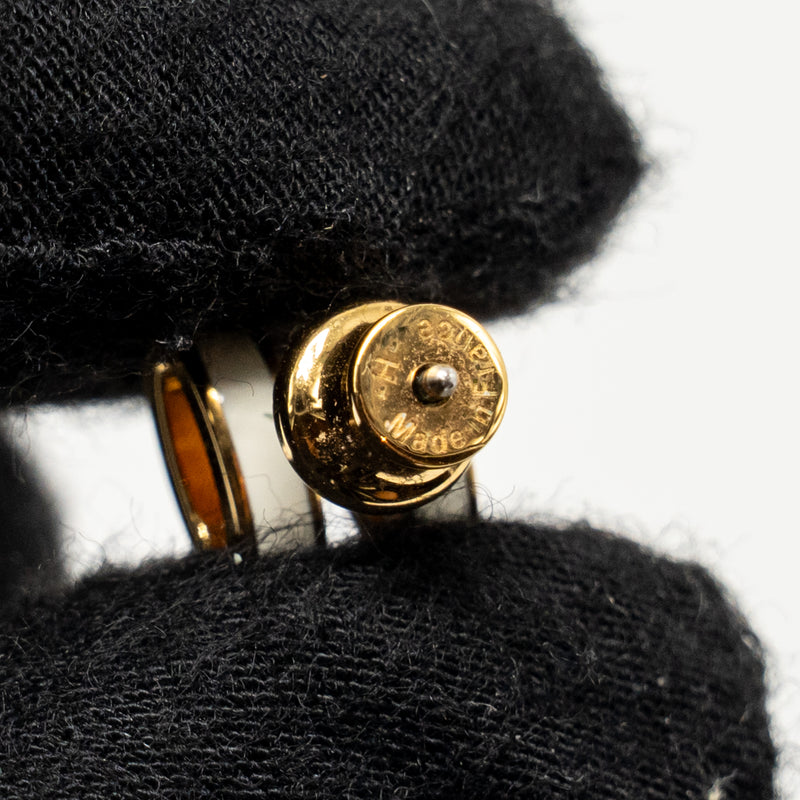 Hermes Mini Pop H Earrings Blanc RGHW