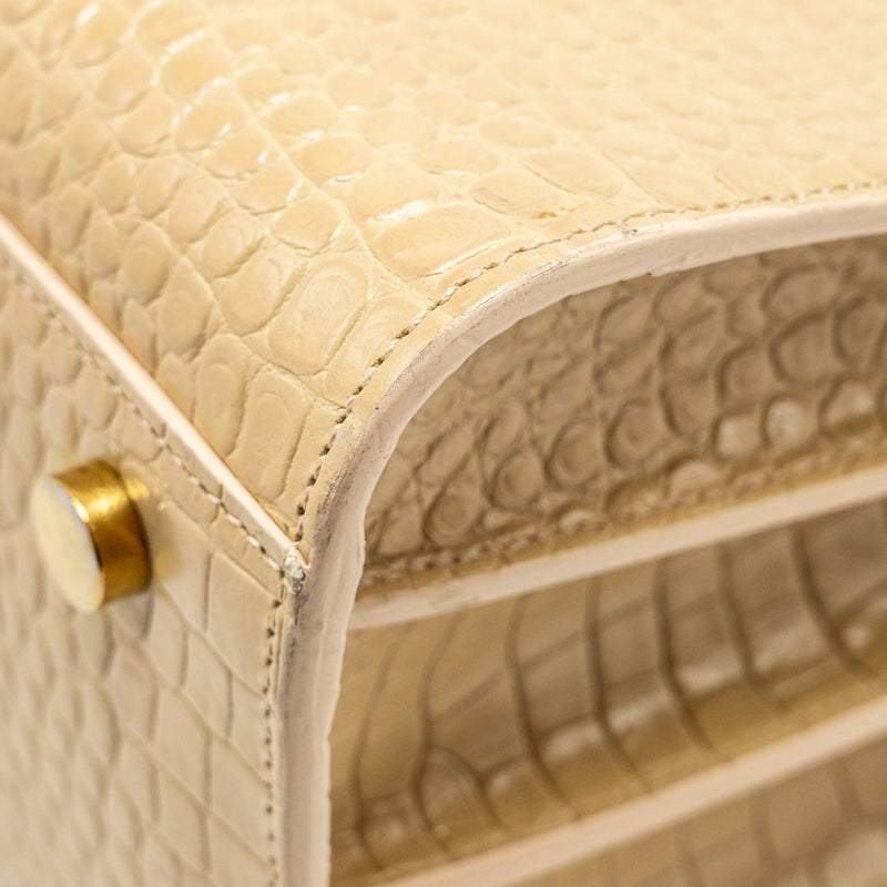 Saint Laurent /Ysl Sac De Jour Croc-Embossed Calfskin Beige GHW