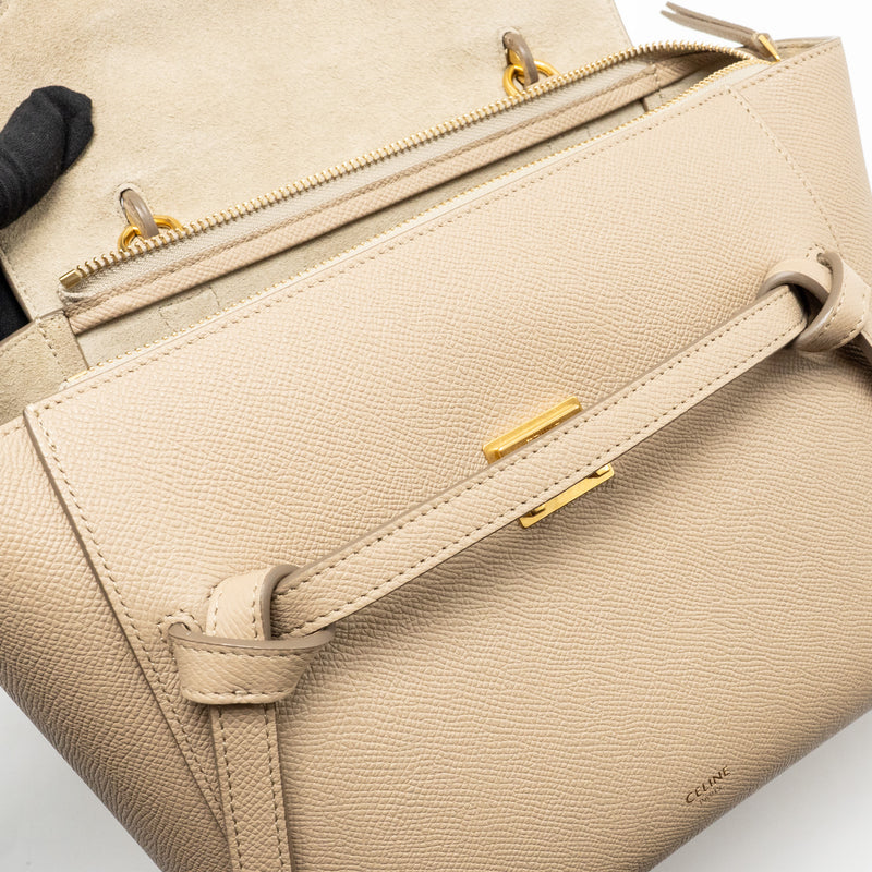 Celine Micro Belt Bag Grained Calfskin Beige GHW