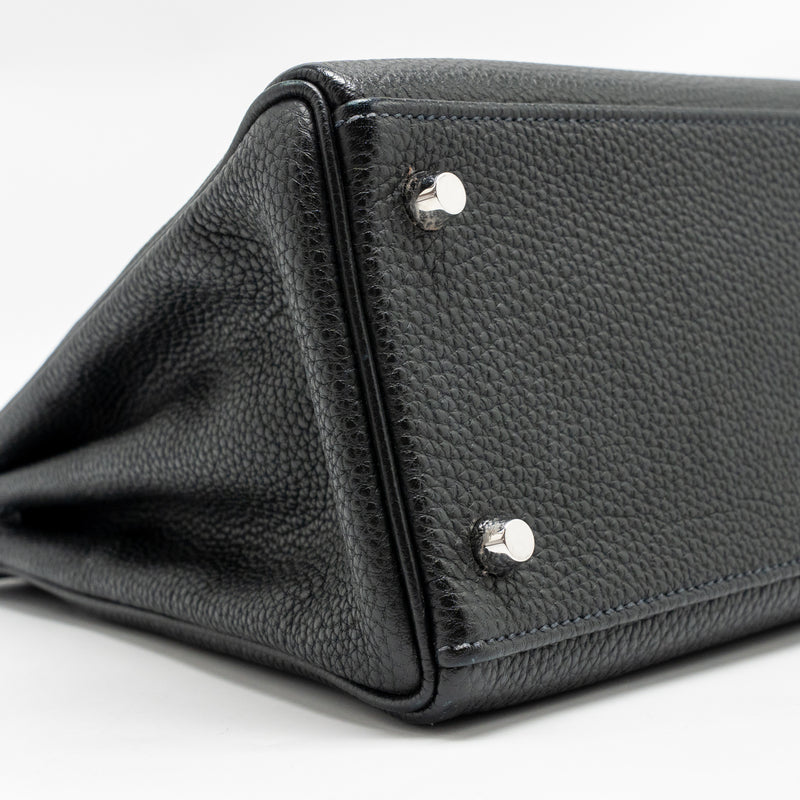 Hermes Kelly 28 Clemence Graphite SHW Stamp Square Q