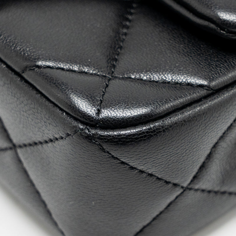 Chanel Pearl Crush Mini square flap bag lambskin Black GHW (Microchip)