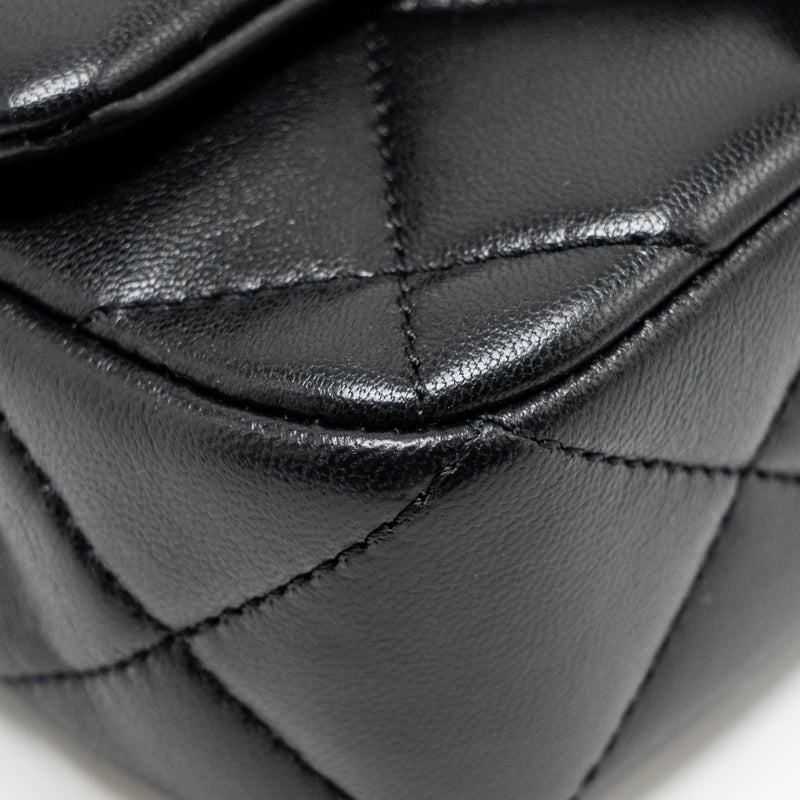 Chanel Pearl Crush Mini square flap bag lambskin Black GHW (Microchip)