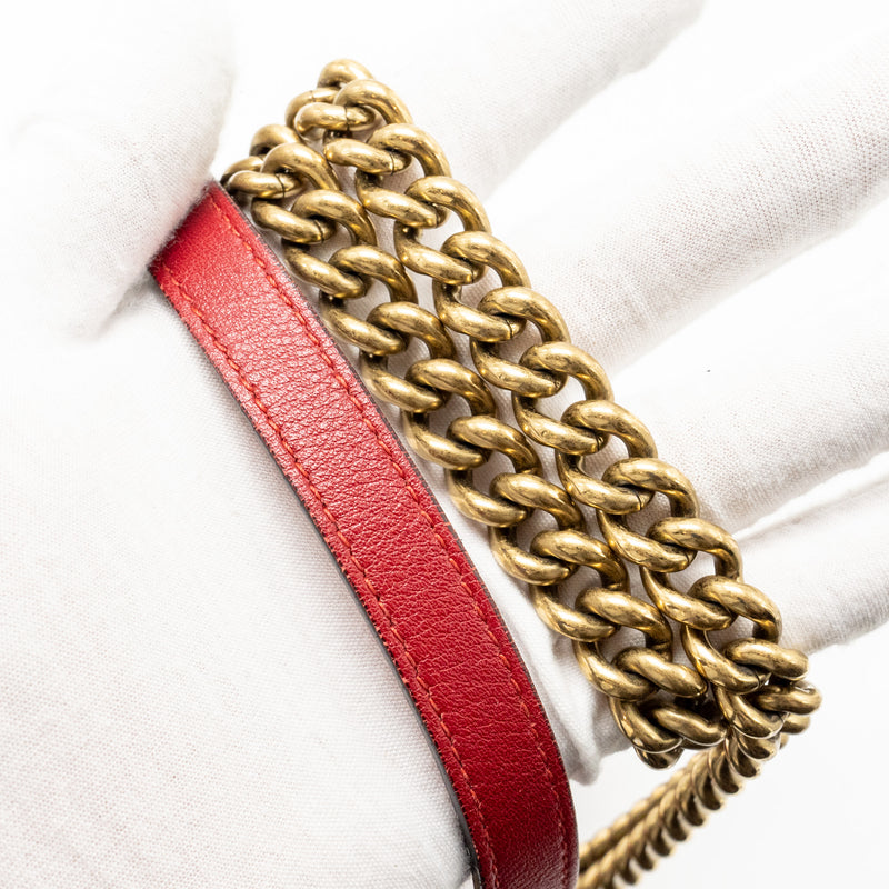 Gucci Small GG Marmont Bag Velvet Red GHW